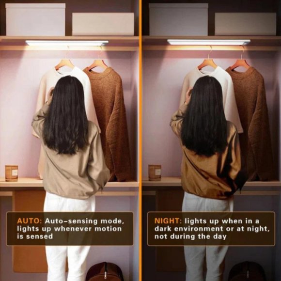 2-Pack 62 LED Under Cabinet Sensor Lights Rechargeable Wireless - Picture 3 of 8